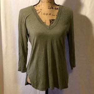 BORDEAUX ANTHO V NECK 3/4 SLEEVE TOP